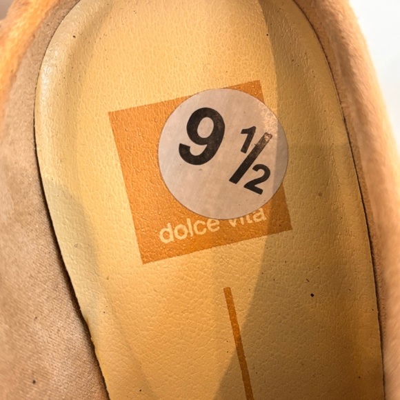 DOLCE VITA Sz 9.5 Tan Suede Braided Mules Stacked Heels Pointy Toe Shoes NWOT - Picture 4 of 15